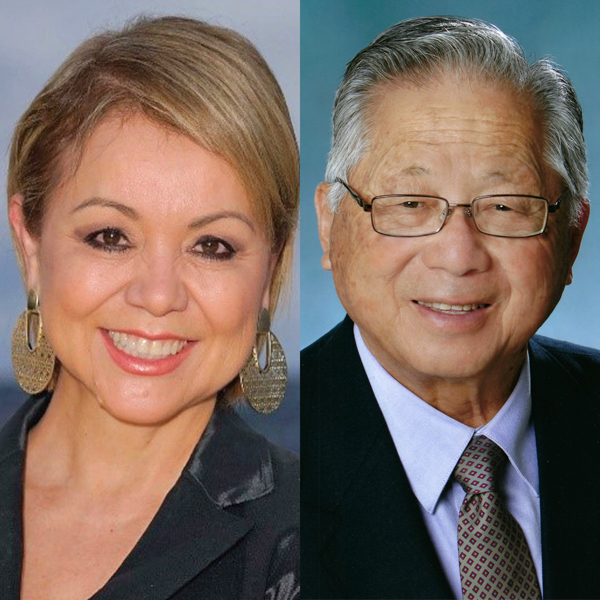 2022 honorary doctorate recipients Lidia S. Martinez and Tom Hom