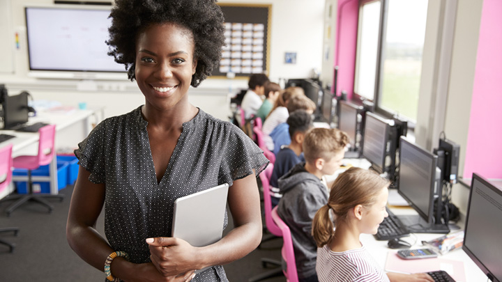middle school teacher in classroom