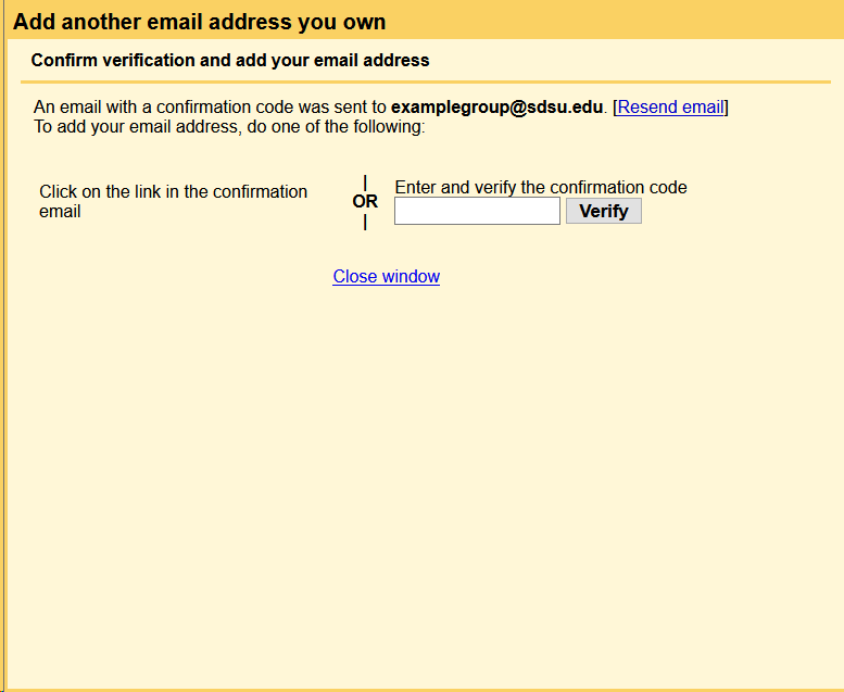 Add another email address window 3