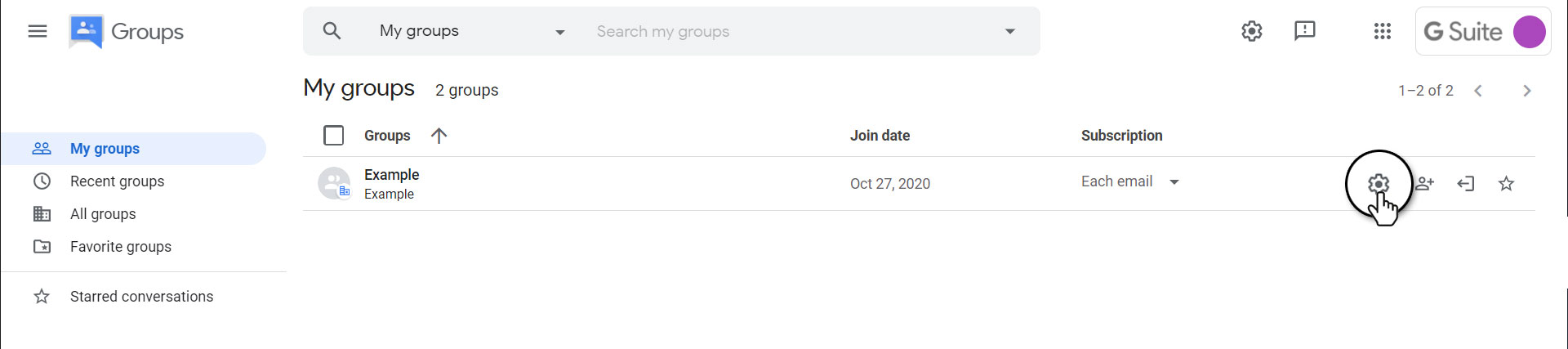 Google Group settings