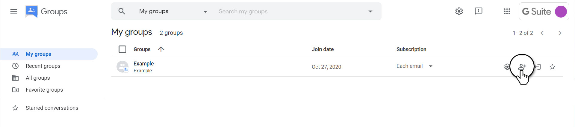 Add members to Group button