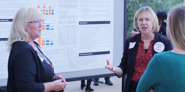Dr. Lisa McCully and Sandra Kahn present their findings at the 2019 Data Champions poster session. 