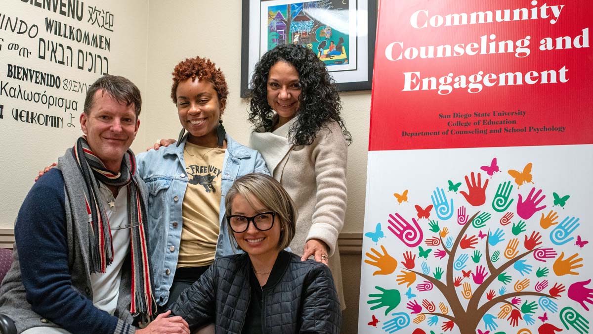 From left, CBB trainees Bradford Noble, Jasmine Miles and Melissa Beal and CCCE administrative coordinator Leticia Estrella.