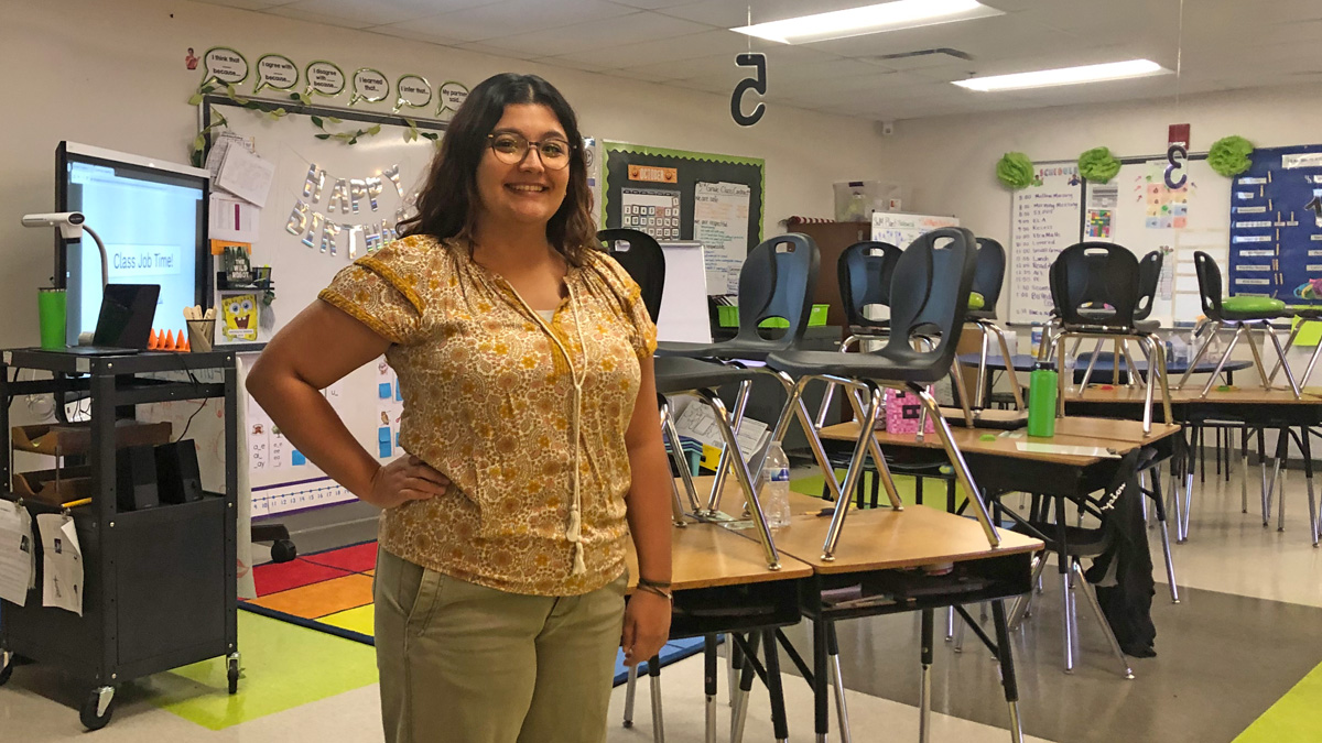 Alexa Lawrence in her classroom