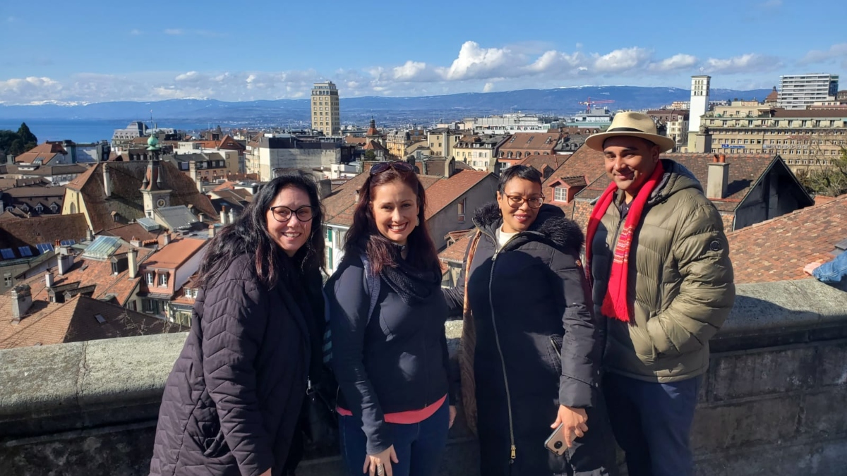 Sera Hernández with COE colleagues in Switzerland.