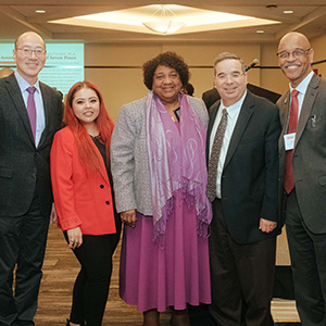 Shirley Nash Weber with Dean Y. Barry Chung, Dean Emeritus Joe Johnson and Provost Hector Salvador Ochoa