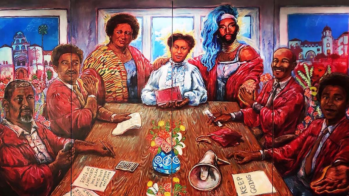 University Library Addition's mural honoring SDSU's history of Black leadership.