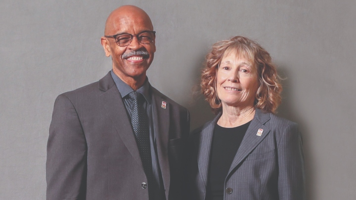 Cynthia L. Uline (right) and Joseph F. Johnson Jr. Sandy Huffaker/SDSU Magazine