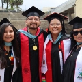 Graduate students from the Class of 2025 celebrate outside Viejas Arena.