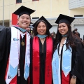 Graduate students from the Class of 2025 celebrate outside Viejas Arena.