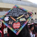 A decorated cap from the Class of 2025 outside Viejas Arena.