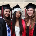Undergraduate students from the Class of 2025 celebrate outside Viejas Arena.