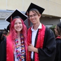 Undergraduate students from the Class of 2025 celebrate outside Viejas Arena. 