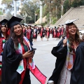 Undergraduate students from the Class of 2025 celebrate outside Viejas Arena.