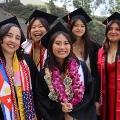 Undergraduate students from the Class of 2025 celebrate outside Viejas Arena.