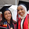 Undergraduate students from the Class of 2025 celebrate outside Viejas Arena.